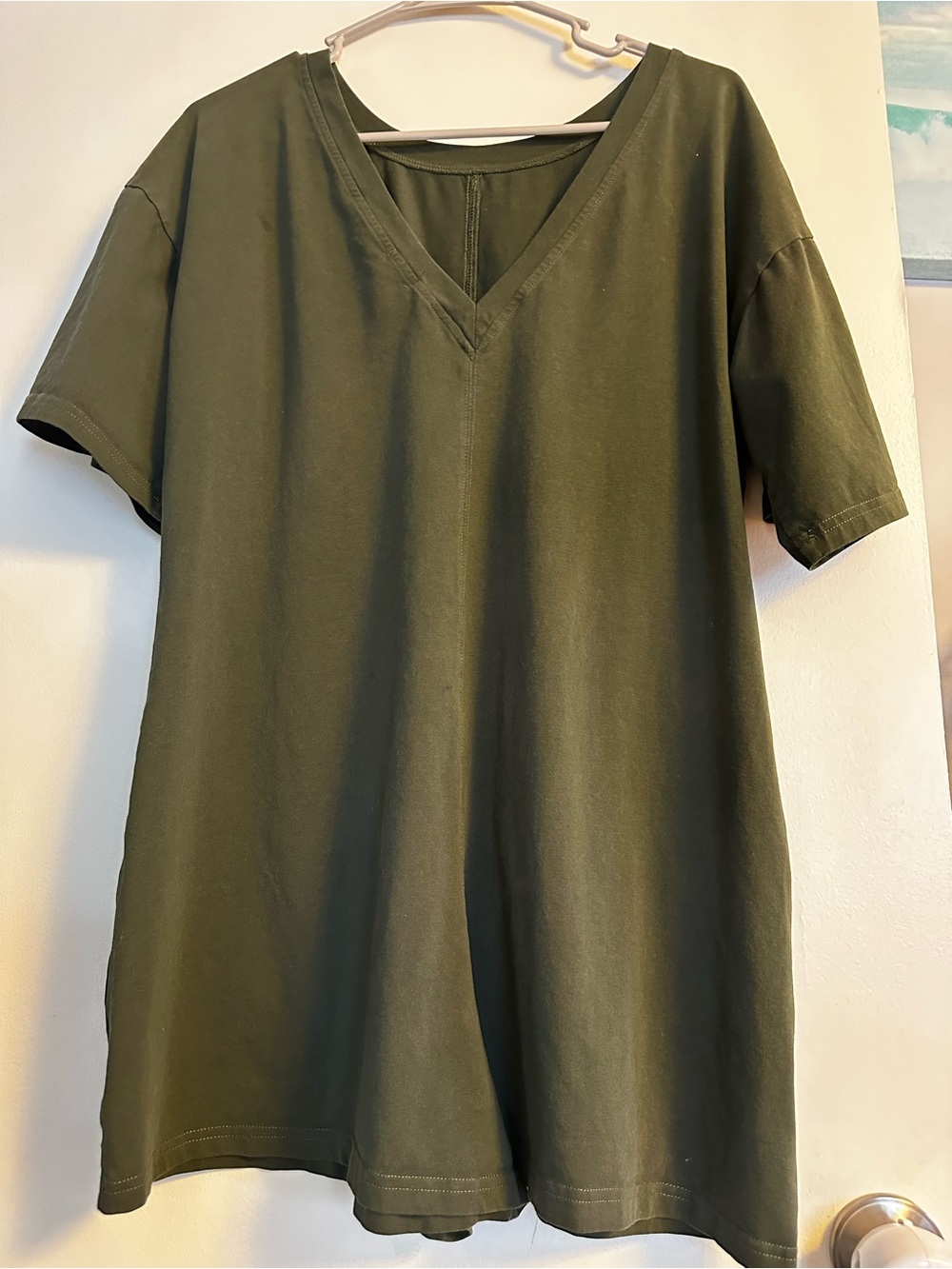 Hot shot Romper Reversible v-neck or scoop neck - Olive Green size M